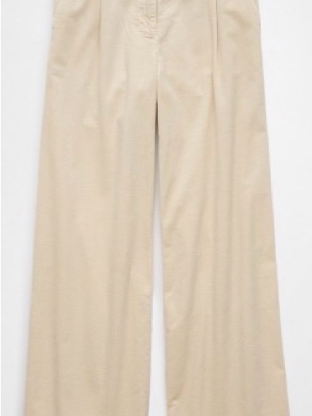 American Eagle Stretch Corduroy High Waisted Ivory Wide-Leg Trousers